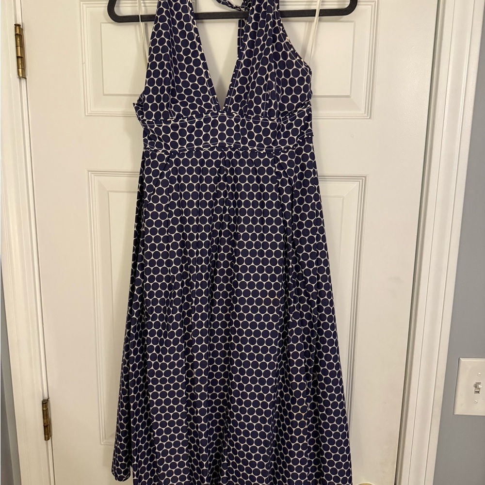J. Crew Blue and White Halter Sundress